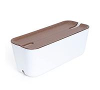Bosign Boîte de rangement pour câbles. Cache et dissimule les blocs d'extension et les câbles. Plastique ignifuge. Pieds antidérapants en silicone. Organiseur de câbles XL. Couvercle décoratif en bois