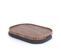 Bosign Plateau pour ordinateur portable avec coussin de pouf. Plateau antidérapant. Housse de coussin lavable et amovible. Bois de noyer. Coussin gris. LARGE (47 x34 x 6,5 cm)