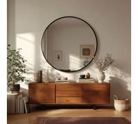 Bosillsm Miroir Mural Rond de 70 cm，Noir Miroir Rond Mural pour Chambre à Coucher, Salle de Bain, Salon,Décoration Murale D'entrée