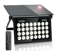 BOSITE 150W Projecteur Solaire, Lumière Solaire Extérieure Avec Télécommande, 6500K Spot Solaire Exterieur, IP65 Étanches Lampe Solaire Extérieur pour Porche Patio Jardin Garage Allée