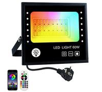 BOSITE Projecteur LED Couleur 60W,RGB Projecteur LED Exterieur IP66 Étanche 16 millions Couleurs,Lumière blanche 6500K,APP Smart Control,Spot Led rgb pour Jardin, Terrasse, Fête, Club