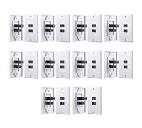 Bosiyrggrl 10 x 2 Ports + USB 3.0 de Mur Panneau de Plaque Sortie Prise Extenseur Blanc