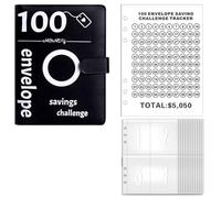 Bosiyrggrl 100 Enveloppes Challenge Binder Money Saving Challenge Budget Book 100 Enveloppes Challenge Binder, Money Saving Binder (Noir)