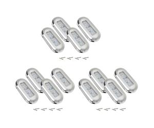 Bosiyrggrl 12 PièCes SéRies 12V Le Bateau Marine la Lampe de Signalisation Qualité Large ÉTanche LED LumièRes de Courtoisie Le Pont D'Escalier Blanc
