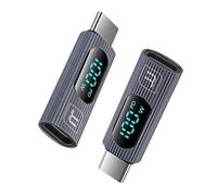 Bosiyrggrl 2 PCS Adaptateur USB C, Adaptateur de Rallonge USB C vers USB C Mâle 100W, Gris, avec Affichage Numérique du Testeur de Puissance de Type C