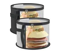 Bosiyrggrl 2 PCS Clear Box Boîte Storage pour 7 Caps avec Poignée et Boîtes de Chapeau à Fermeture Éclair pour Placard, Étui de Chapeau à Larges Bord