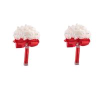 Bosiyrggrl 2X Belle Bouquet de Mariage de Mariee Demoiselle d'honneur Fleur Bouquet de Mariage Fleur Artificielle Bouquet de Roses Bouquets de Mariee Blanches- Rouge et Creme