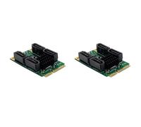 Bosiyrggrl 2X Carte Adaptateur de Disque Dur PCIe vers 4 Ports SATA3.0 6 Gbit/S Carte D'Extension de ContrôLeur Mini PCI Express vers SATA 3.1
