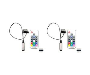 Bosiyrggrl 2X ContrôLeur D'Effet D'ÉClairage de Ventilateur D'Ordinateur, 5V 3 Broches/12V 4 Broches RVB Contrôle de D'ÉQuipement de Ventilateur/TéLéCommande avec Marche/ArrêT