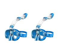 Bosiyrggrl 2X Ensemble de Masque de Plongée Pliable avec Masque de Plongée avec Système de Dessus Sec et Support de Caméra, équipement de Plongée en Apnée Professionnel Anti-Buée-Bleu