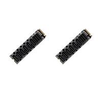 Bosiyrggrl 2X M.2 NVME PCI-E PCIE X4 X8 X16 à 6 Ports 3.0 SATA Adaptateur Carte Riser ASM1166 Châssis Serveur PC Carte D'Extension D'Ordinateur