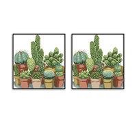 Bosiyrggrl 2X Motifs de Cactus Comptés Point de Croix 11CT Imprimés Ensembles de Point de Croix Broderie Couture