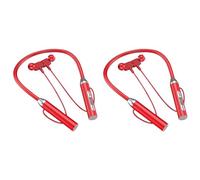 Bosiyrggrl 2X Oreillette Bluetooth sans de Type Tour de Cou avec Réduction du Bruit Stéréo Carte Enfichable Universelle Sport Oreillette Mic, Rouge