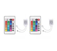Bosiyrggrl 2X Télécommande 24 Touches + Contrôleur LED DC12V Boîtier de Commande RVB Contrôleur de Bande Lumineuse IR pour Bande Lumineuse 5050 2835 RVB