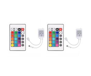 Bosiyrggrl 2X Télécommande 24 Touches + Contrôleur LED DC12V Boîtier de Commande RVB Contrôleur de Bande Lumineuse IR pour Bande Lumineuse 5050 2835 RVB
