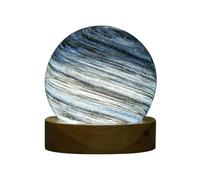Bosiyrggrl 3D Planète Cristal Boule Veilleuse LED 3D Lampe en Verre Lune Galaxie USB Lampe de Nuit Chambre à Coucher Lampe de Chevet Atmosphère Décoration de Table A