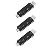 Bosiyrggrl 3X 5-en-1Multifonction OTG Lecteur de Carte Micro-SD/Carte SD/Support de Lecteur USB TF Android Type-C Phone/Ordinateur/Type-C Universel