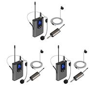 Bosiyrggrl 3X Casque sans Portable UHF/Microphone Cravate avec Cravate et émetteur de Poche et Récepteur, Sortie 1/4 Po, pour des Performances en Direct