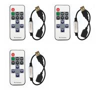 Bosiyrggrl 3X Contrôleur de Bande LED 11 Touches Mini Variateur Télécommande Contrôleur D'Interface USB 5 V pour Bande LED Monochrome 5050/2835