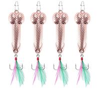 Bosiyrggrl 4 Leurres de Peche Tacle Crochet Queue Spinner Cuillere Brochet VIB Osciller Crochet de Peche (Or Rose 21G)