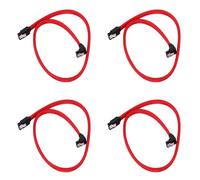 Bosiyrggrl 4 Pièces 50CM SATA 3.0 III SATA3 Cable de Donnees A 7 Broches SSD A Angle Droit 6Gb / S Cordon de Donnees pour Disque Dur avec Gaine en Nylon (Rouge)