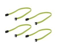 Bosiyrggrl 4 Pièces 50CM SATA 3.0 III SATA3 Cable de Donnees A 7 Broches SSD A Angle Droit 6Gb / S Cordon de Donnees pour Disque Dur avec Gaine en Nylon (Vert)