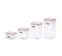 Bosiyrggrl 4 PièCes PP BoîTe de Rangement des Aliments en Plastique Ensemble Transparent avec Verser Couvercles Bouteilles Bocaux RéServoir de Grains SéChéS 400L-1700L,Rouge