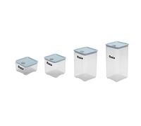 Bosiyrggrl 4 PièCes PP BoîTe de Rangement des Aliments en Plastique Transparent Ensemble avec Verser Couvercles Bouteilles Bocaux RéServoir de Grains SéChéS 400L-1700L,Bleu