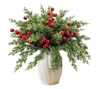 Bosiyrggrl 45 Pcs Christmas Artificial Pine Branches Faux Leaves Stems Fake Foliage Pine Needles Picks