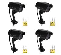 Bosiyrggrl 4X Caméra Solaire de Simulation de Surveillance Extérieure, Fausse Caméra Factice avec Lumière LED Noire