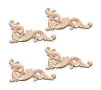 Bosiyrggrl 4X Décalque en Bois Sculpté Coin Onlay Applique Décoration Murale 12 x 6cm Non Peint
