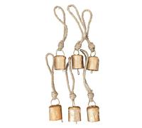 Bosiyrggrl 6 Cloches Suspendues en Métal Faites à la Main, Décoration de Cloches de Vache avec Corde pour Noël ou Toute Célébration