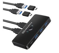 Bosiyrggrl Adaptateur Switcher USB 3.0 2 Entrées 4 Sorties Switch KVM USB3.0 Partageur D'Imprimante pour Clavier D'Ordinateur