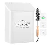 Bosiyrggrl Boîte à Peluches Murale pour Sèche-Linge, Conteneur à Peluches en Métal avec Couvercle et Brosse, Bac à Peluches Magnétique pour Buanderie Blanche.