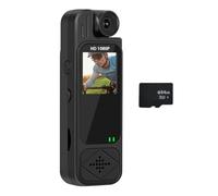 Bosiyrggrl Caméra Miniature HD 1080P avec Carte TF de 64 Go, Vision Nocturne Infrarouge Rotative, Enregistreur Vidéo Numérique, Caméra Corporelle