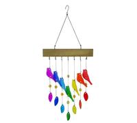 Bosiyrggrl Carillons Faits à la Main en Verre de Cristal et en Bois Flotté, Carillons Éoliens en Verre Sablé et en Bois Fabriqués à la Main, Carillons Éoliens d'oiseaux Durables et Faciles à Utiliser