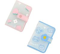 Bosiyrggrl Classeur de Rangement pour Cartes Postales Album Mini Idol Card Album Collection de Cartes Livre de Rangement pour Cartes Pochette de Protection Rose + Bleu