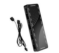 Bosiyrggrl Contrôleur de Lumière de Ventilateur de Châssis 2 en 1 PWM + ARGB Hub Répartiteur Double à Huit Voies Hub à 8 Ports