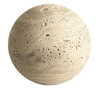 Bosiyrggrl Décoration en Marbre Naturel de Style Vintage, Boule Décorative pour Table et Étagère, Sculpture Sphérique en Travertin pour Décoration Intérieure C