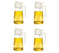 Bosiyrggrl Distributeur D' pour Pulvérisation de Cuisine, Bouteille de Distributeur D' Pulvérisée et Versée, Distributeur D' d'olive 2 en 1, Blanc 4 Pièces