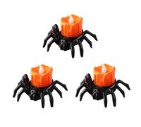 Bosiyrggrl Ensemble de 3 Bougies en Forme D'Araignée pour Halloween, Lumière Nocturne, Décorations de Maison Hantée, Accessoires pour Fête d'horreur Effrayante.