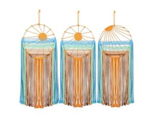 Bosiyrggrl Ensemble de 3 Décorations Murales Attrape-Rêves Bohème - Kit de Dreamcatchers en Macramé avec Le Lever du Soleil, du Soleil et du Coucher de Soleil - Coloré