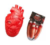 Bosiyrggrl Jouet d'halloween Réaliste et Envoûtant, Ensemble de Doigts en Forme de Cœur Artificiel pour Décorations de Maison Hantée, Simulation D'Organes du Corps Humain