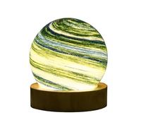 Bosiyrggrl Lampe de Nuit Mini 3D Moon Glass avec Support en Bois, Alimentée par USB, Lampe de Planète pour Chambre à Coucher, Décoration de Table D'Ambiance.