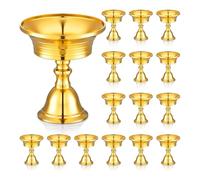 Bosiyrggrl Lot de 15 Lampes à Beurre en Laiton, Support de Lampe Bouddhiste Tibétain, Support de Bougie à Double Usage Solide et Liquide