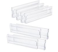 Bosiyrggrl Lot de 8 SéParateurs de Tiroir, RéGlables de 3,2 Pouces de Haut, Extensibles de 11 à 20,6 Pouces, Organiseur de Tiroir de Cuisine, Plastique Transparent
