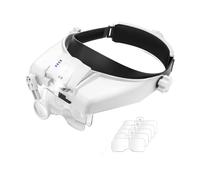 Bosiyrggrl Loupes avec Lumière, Loupes Serre-Tête pour Travail de Près, avec 5 Lentilles et Deux Lampes LED, Loupe Frontale