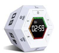 Bosiyrggrl Magnétique Digital Kitchen Timer Study Cooking Pomodoro Timer Flip Hexagon Visual Smart Productivité