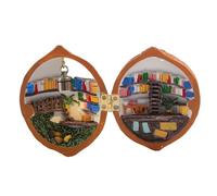 Bosiyrggrl Maison de Poupée en Coquille de Noyer, Mini Bibliothèque de Maison, Maison de Poupée en Coquille de Noyer Faite à la Main, Scène 3D Secrète de Noix en Résine, Miniature en Résine Facile à U