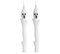 Bosiyrggrl Maison & Jardin - Décorations d'halloween Intérieures 2PCS Bougies Fantômes Effrayantes, Bougies Cylindriques de 9,8" pour Fête pour Table à Domicile